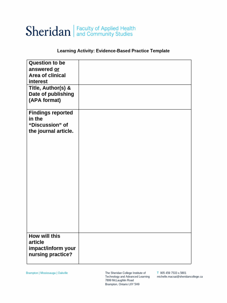 Evidence-Based Practice Template Guide | PDF