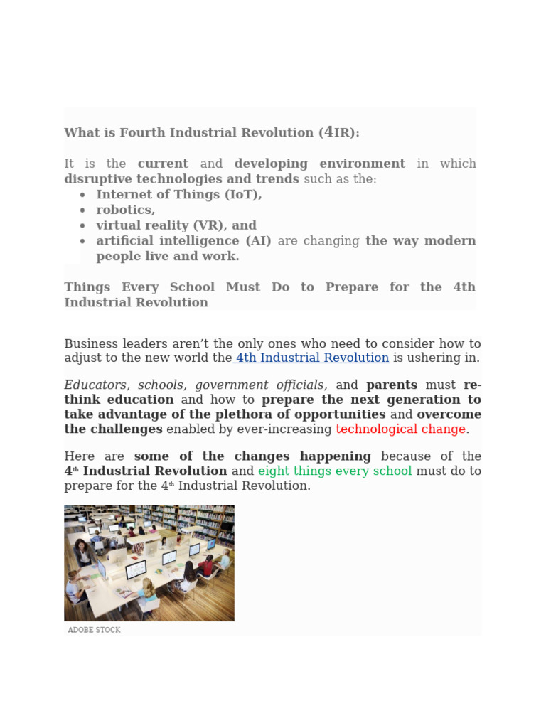Preparing Schools for the 4IR | PDF | Internet Of Things | Intelligence
