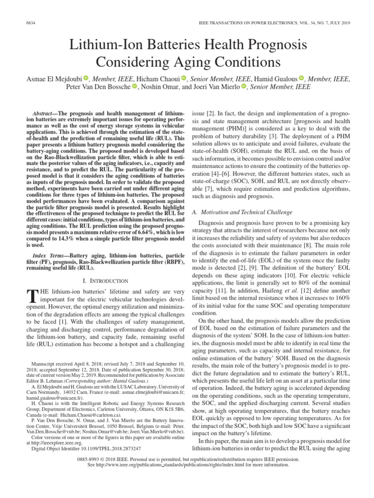 Lithium-Ion Battery RUL Prognosis Model | PDF | Electrode | Lithium Ion ...