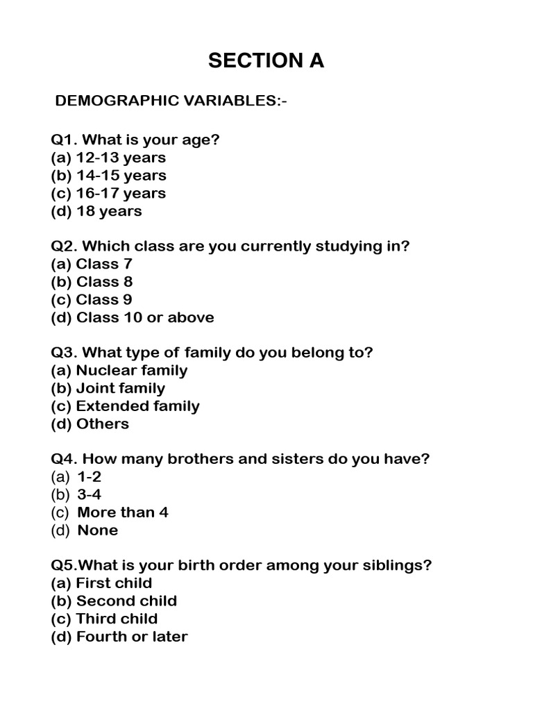 Adolescent Health Survey Questionnaire | PDF | Medical Specialties
