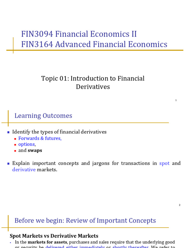 Introduction to Financial Derivatives | PDF | Futures Contract ...