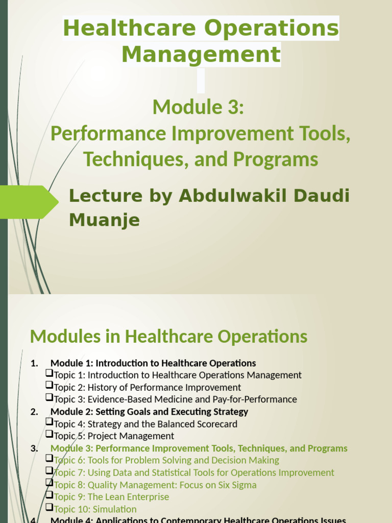 Healthcare Performance Improvement Tools | PDF | Swot Analysis ...