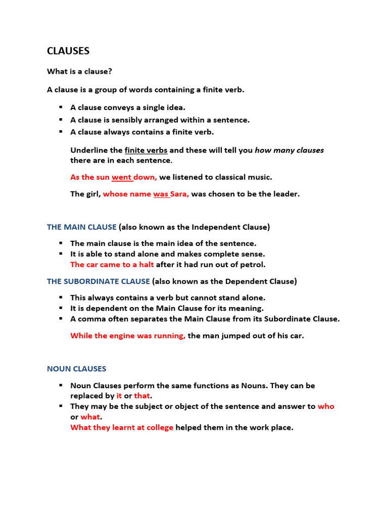 Understanding Sentence Clauses Explained | PDF