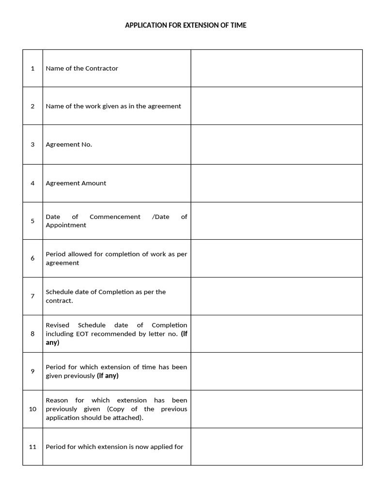 Time Extension Application for Contractors | PDF