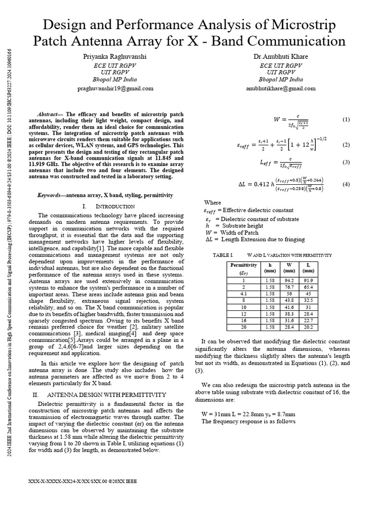Microstrip Patch Antenna Array Design | PDF | Antenna (Radio ...