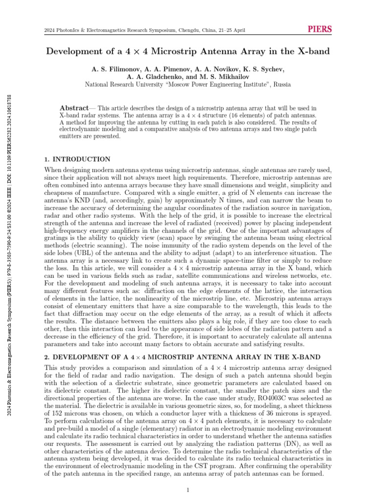 Development of A 4 4 Microstrip Antenna Array in The X-Band | PDF ...