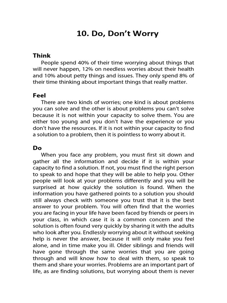 Overcoming Worry: Finding Solutions | PDF