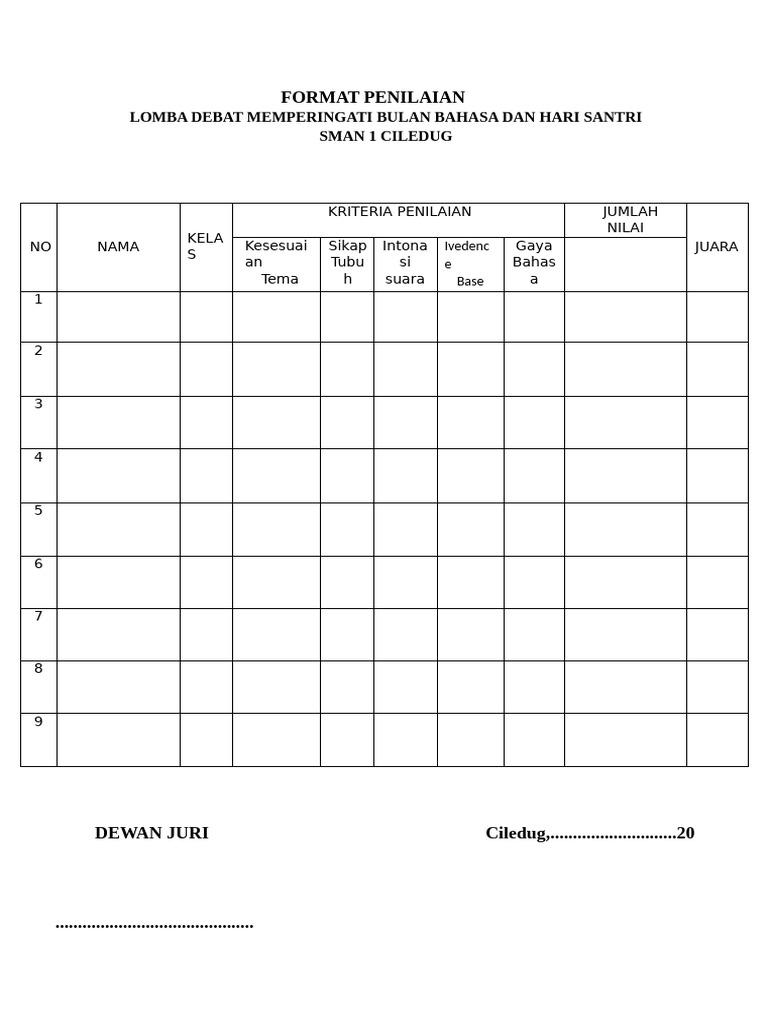 Format Penilaian Debat Pdf