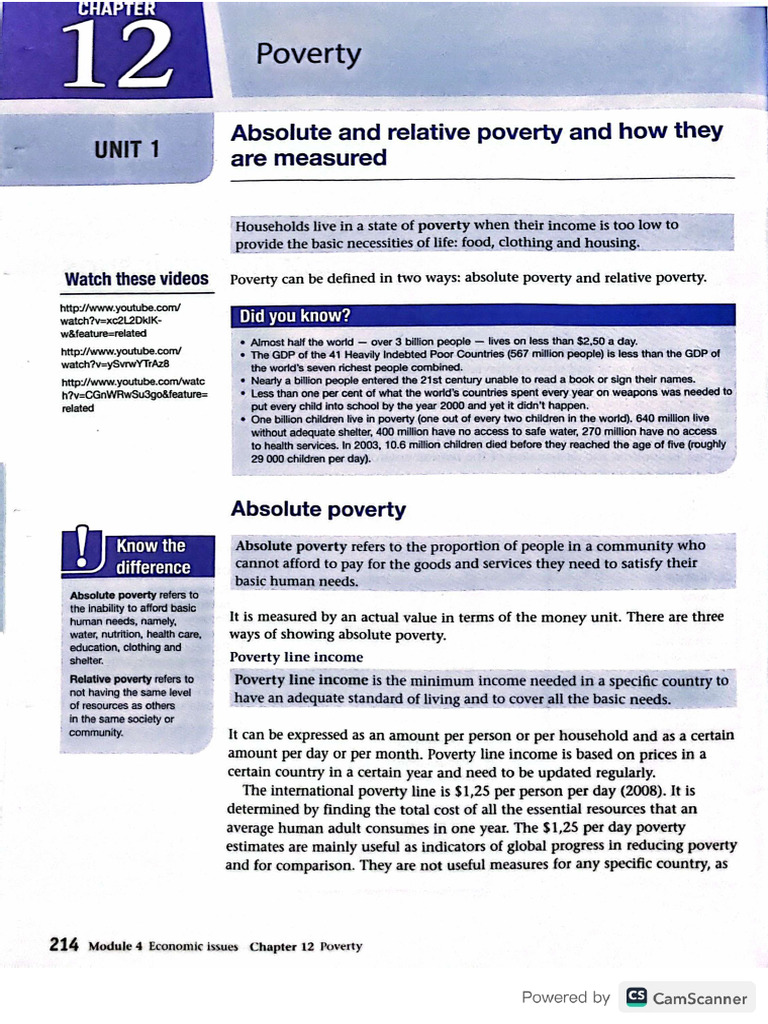 GR 11 Econ Chapter 12 Poverty | PDF