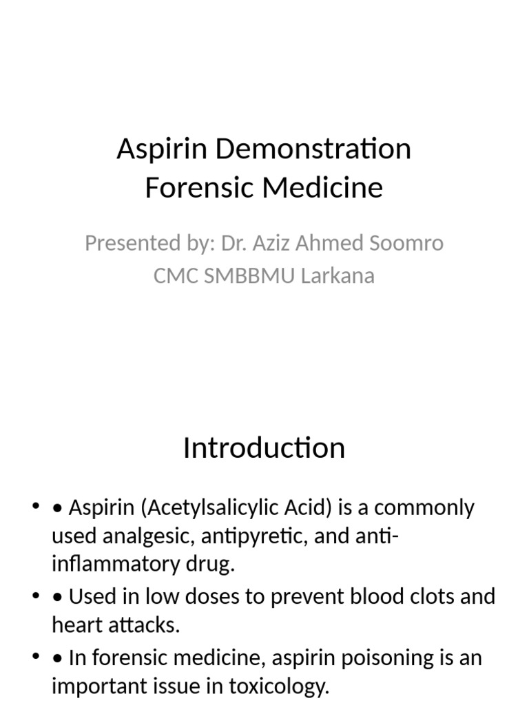 Forensic Insights on Aspirin Toxicity | PDF | Aspirin | Clinical Medicine