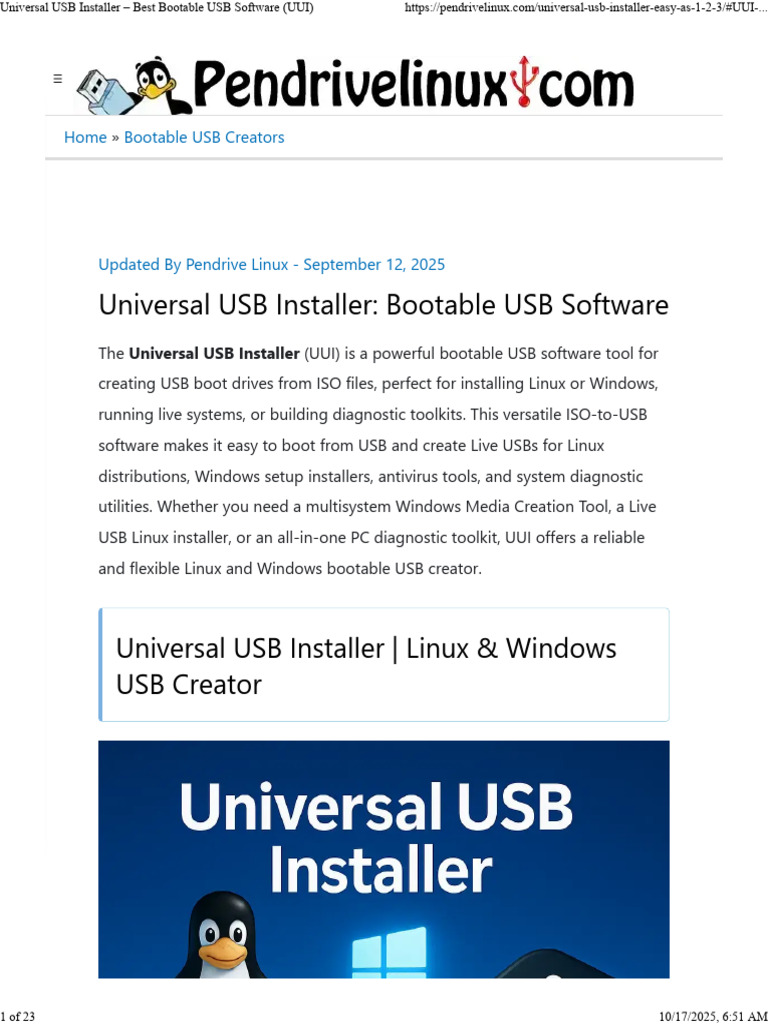Universal USB Installer Overview | PDF | Linux Distribution | Usb Flash ...