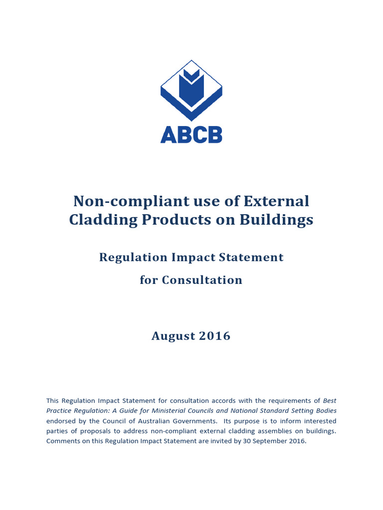 Regulation Impact Statement on Cladding | PDF | Regulatory Compliance ...