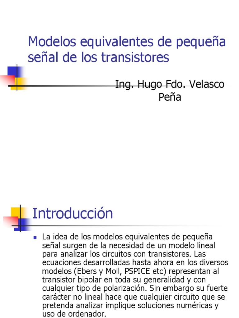 Modelos Equivalentes de Pequeña Señal de Los Transistores | PDF |  Transistor | Impedancia eléctrica