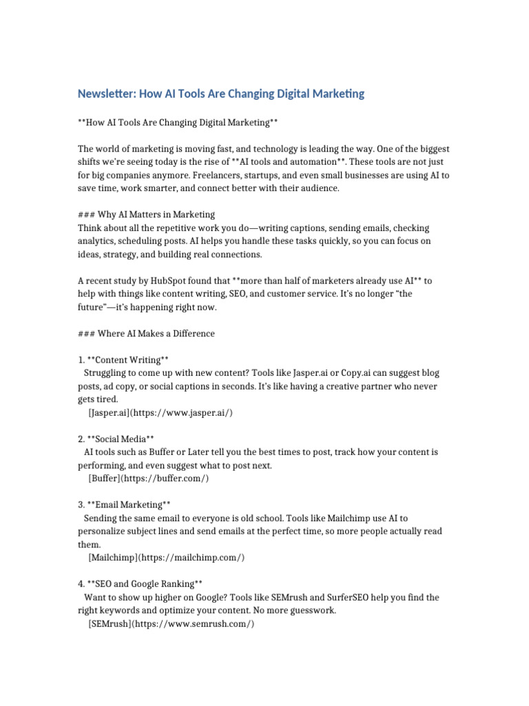 AI Tools Transforming Digital Marketing | PDF | Artificial Intelligence ...