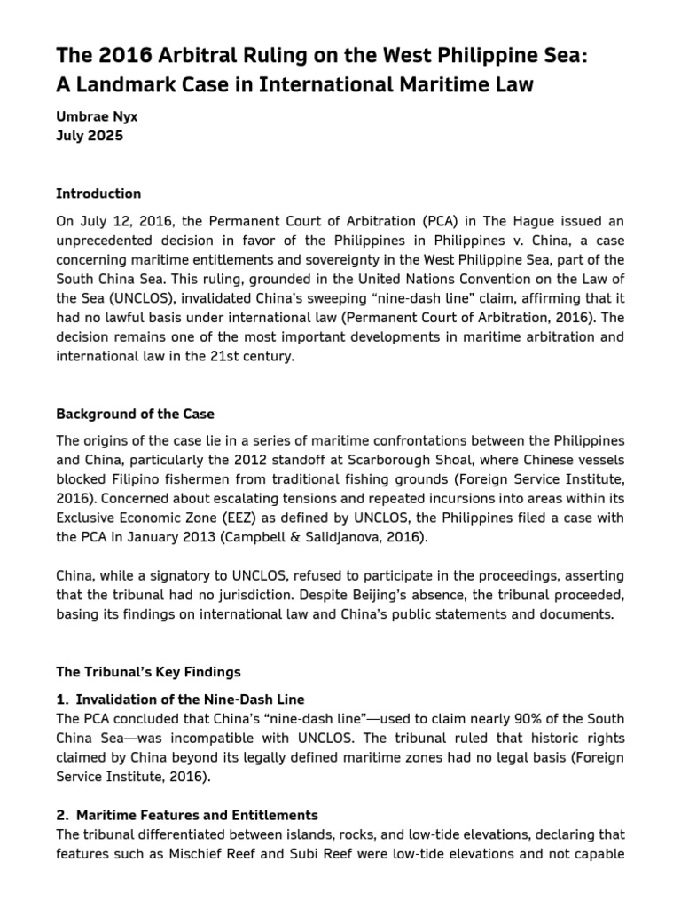 2016 Arbitral Ruling on WPS Explained | PDF | Global Politics ...
