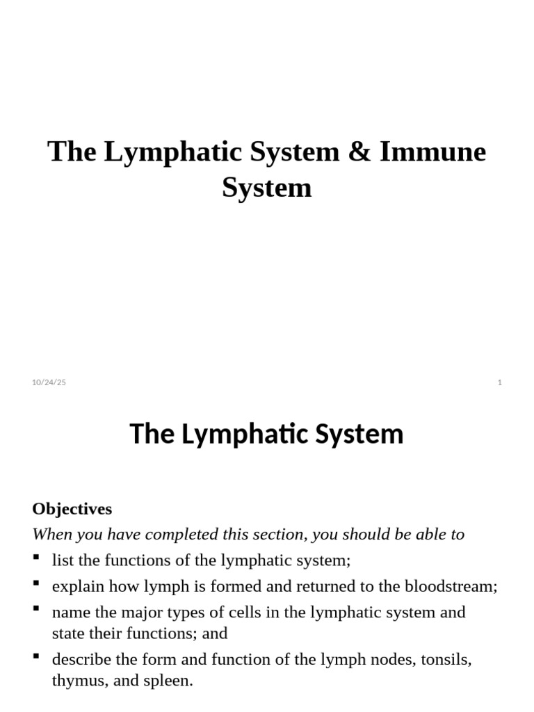 Lymphatic System Overview and Functions | PDF | Lymph | Lymphatic System