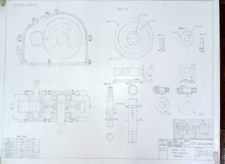 Single Stage Gearbox Assembly Drawing | PDF