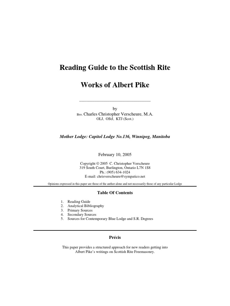 Reading Guide To The Scottish Rite | PDF | Freemasonry | Masonic Lodge