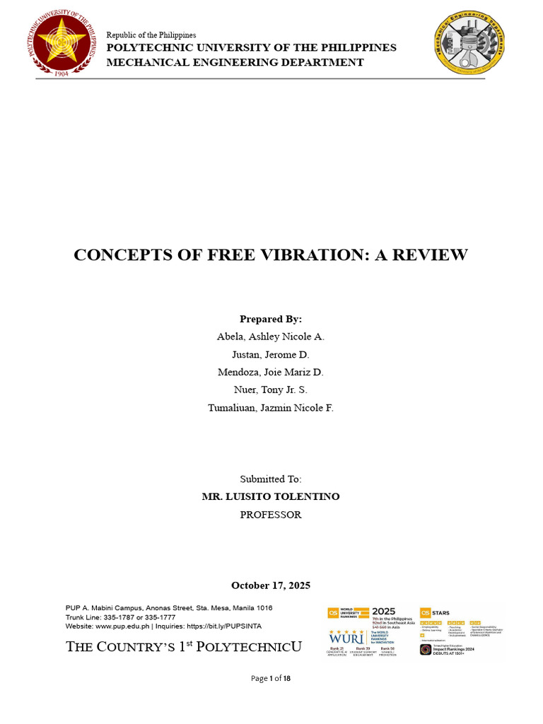 Free Vibration - Vibration Engineering | PDF | Damping | Oscillation