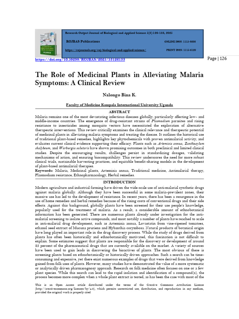 Medicinal Plants for Malaria Relief | PDF | Malaria | Infection