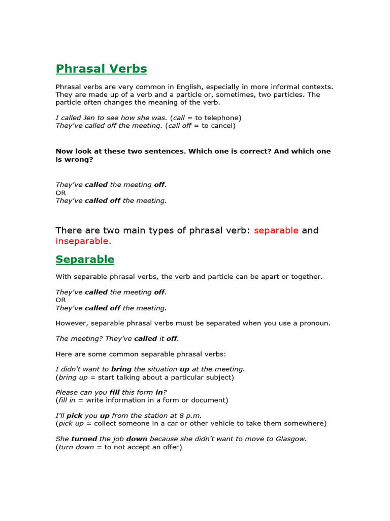 Understanding Phrasal Verbs in English | PDF | Verb | Language Families