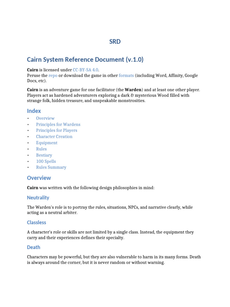 Cairn SRD Word | PDF