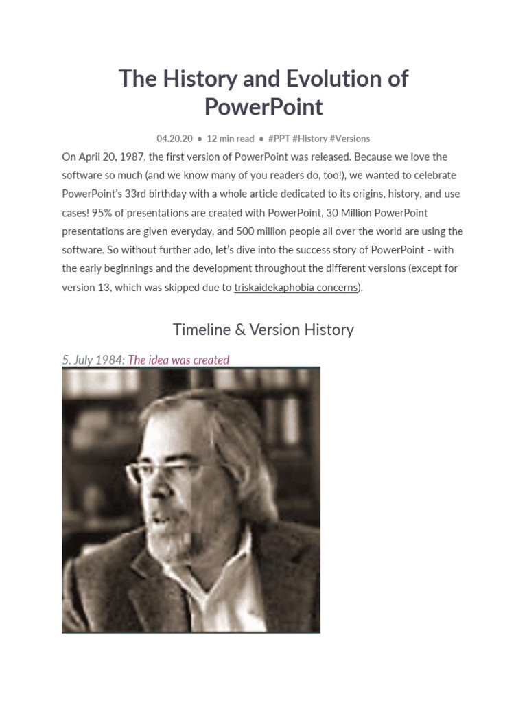 The History and Evolution of PowerPoint | PDF | Microsoft Power Point ...