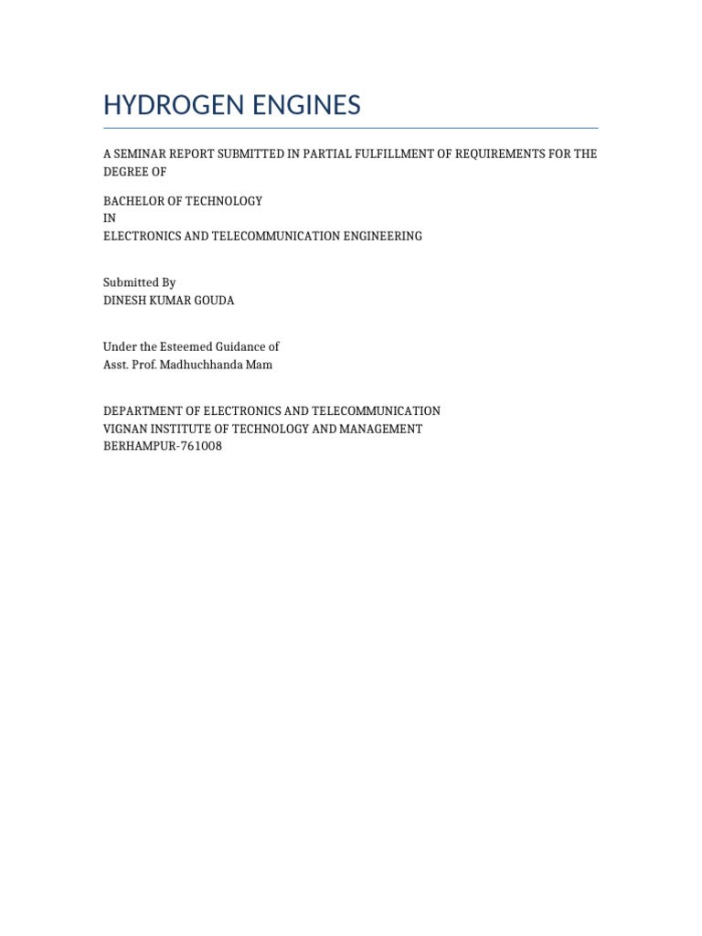 Hydrogen Engines Report Expanded | PDF
