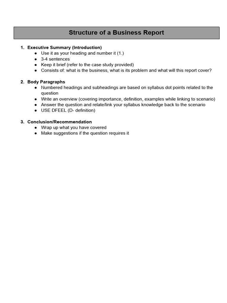 Business Report Structure Guide | PDF
