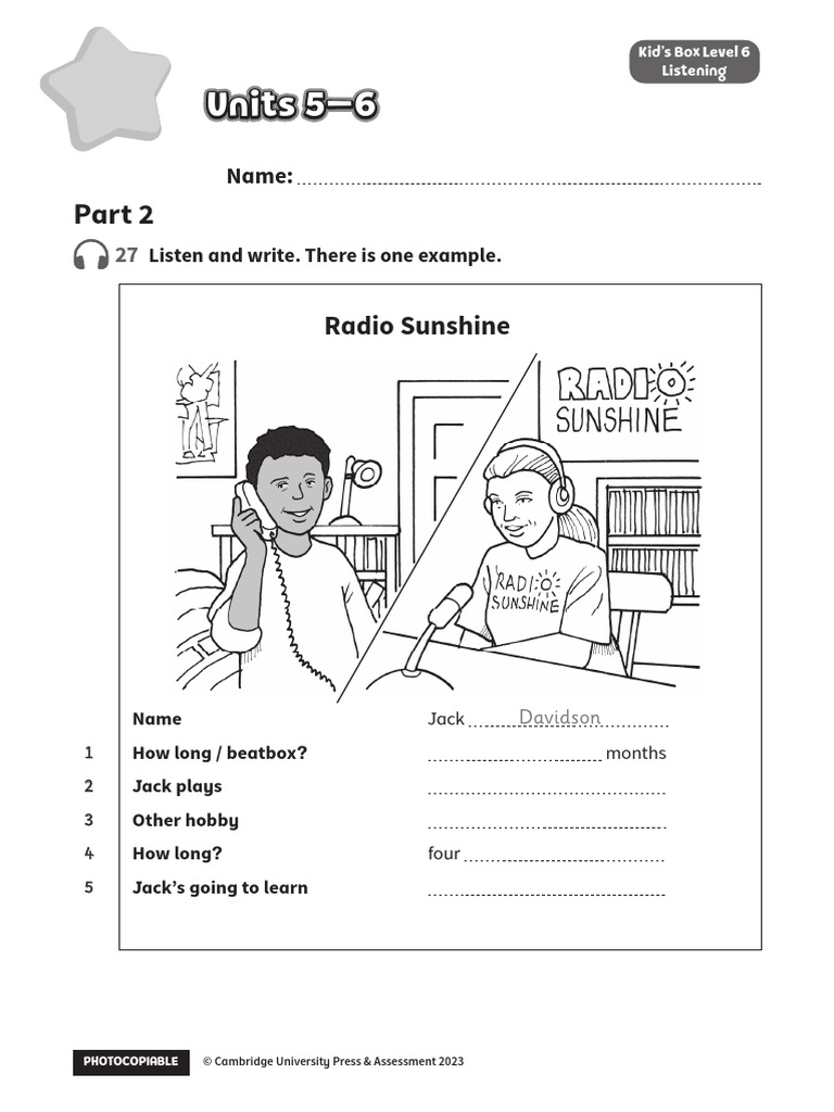 Kid’s Box Level 6 Listening Exercise | PDF