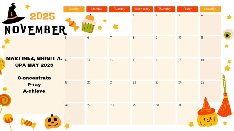 Black Orange Beige Playful Illustrated Happy Halloween October 2025 ...