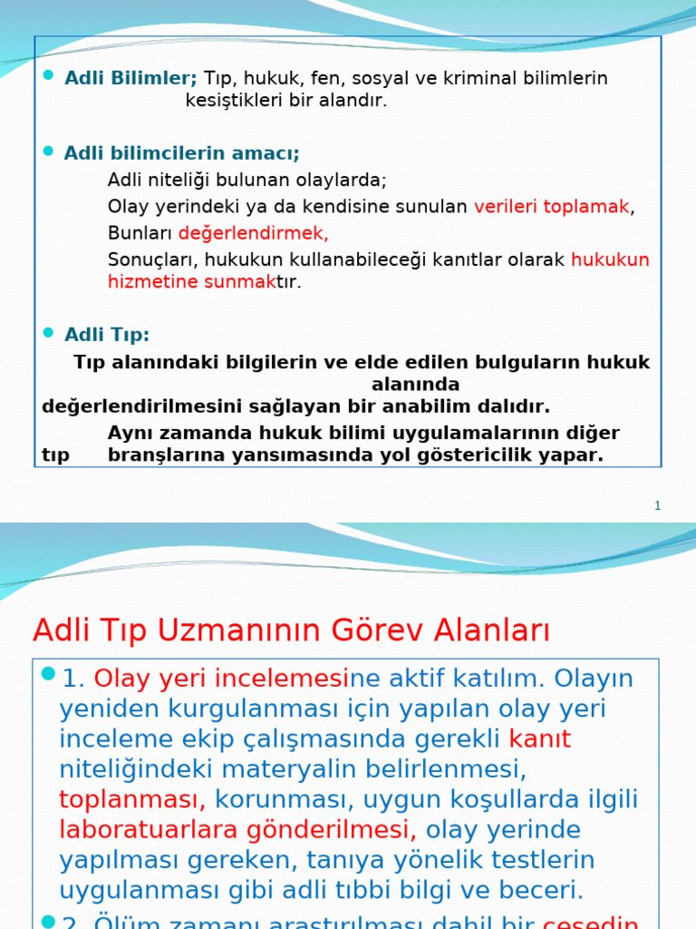 Adli Bilimler Ve Adli Tıp (Ders 1) | PDF