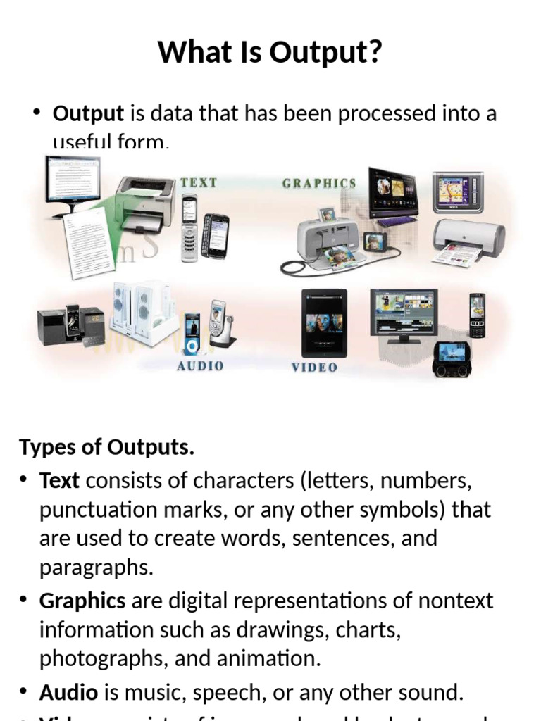 Understanding Output and Output Devices | PDF | Printer (Computing ...