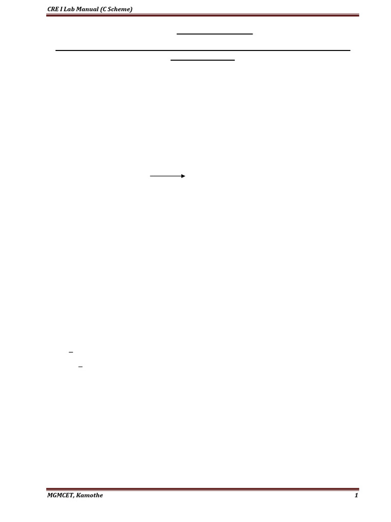CRE I Lab Manual: Reaction Kinetics Experiments | PDF | Reaction Rate ...