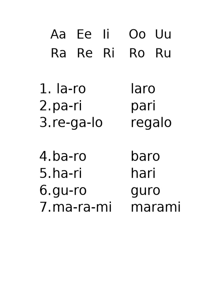 Aaeeii Oo Uu Ra Reriroru | PDF