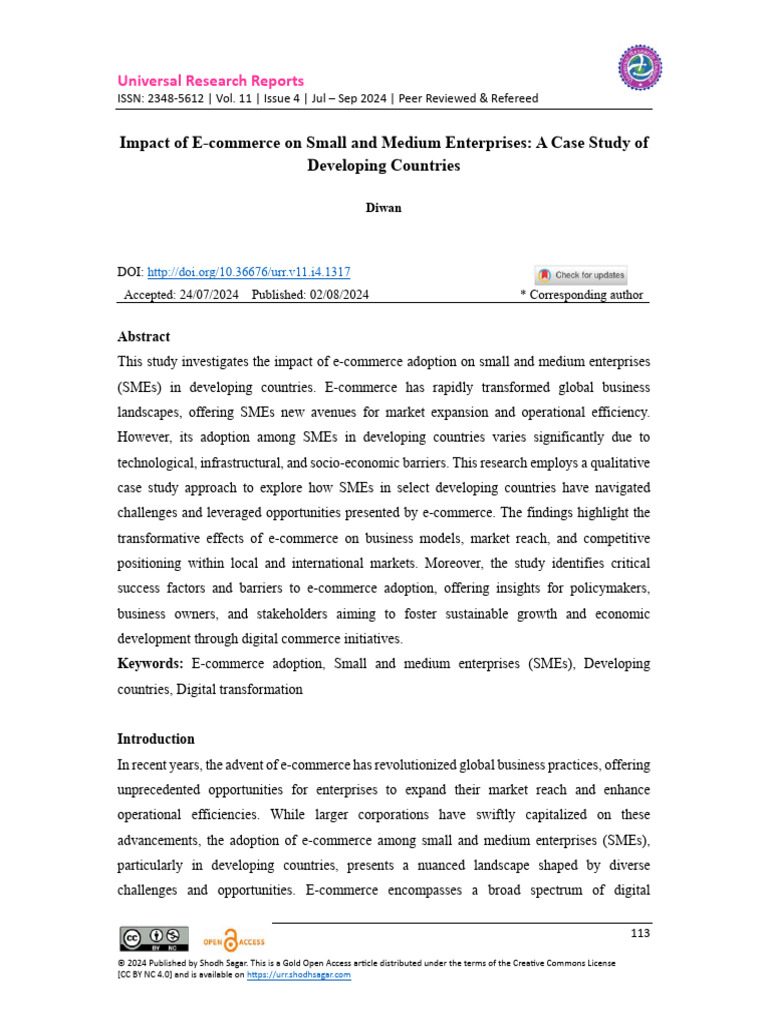 Impact of E-Commerce On Small and Medium Enterpris | PDF | E Commerce ...