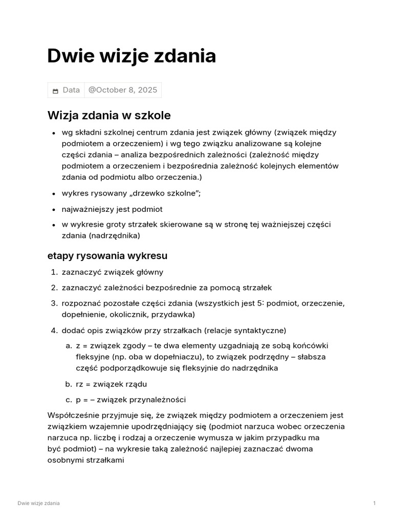 Dwie Wizje Zdania | PDF