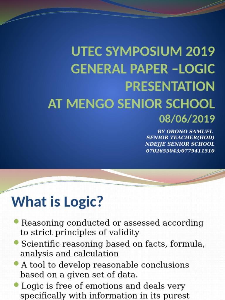 General Paper - Logic Presentation-2019 MR .Orono | PDF | Logic ...