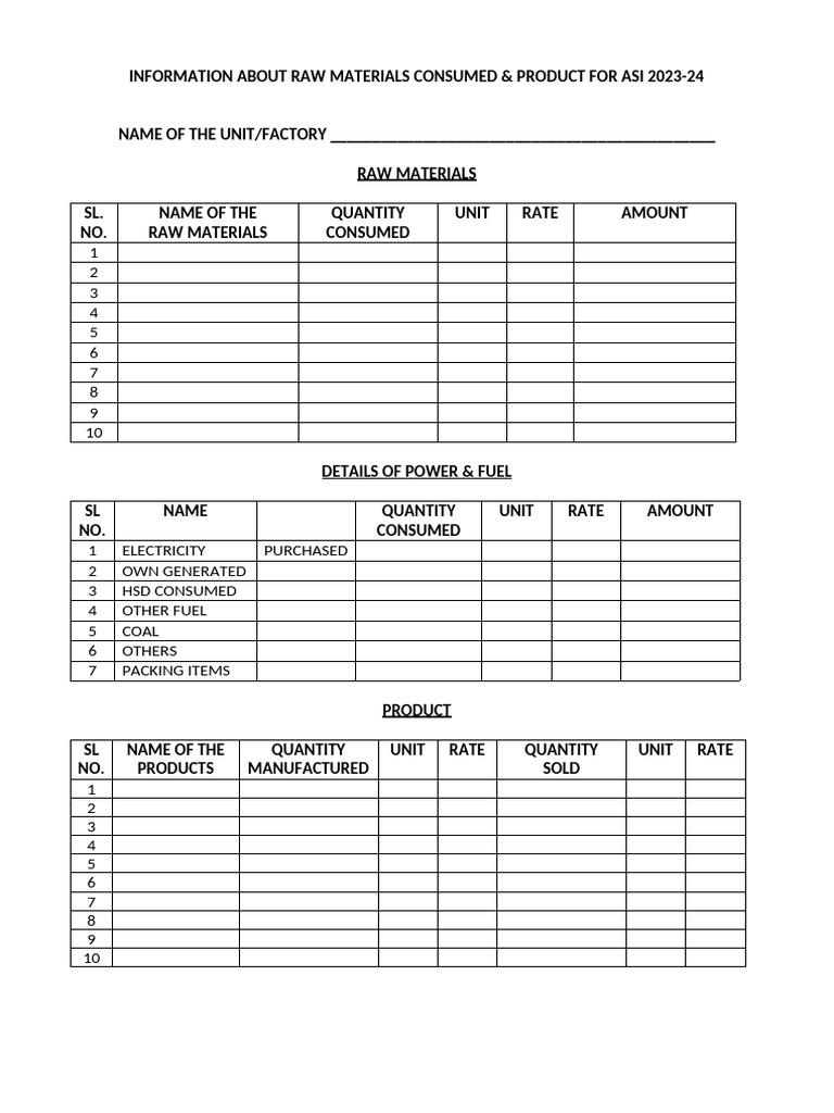 ASI Statistics Format 1 | PDF