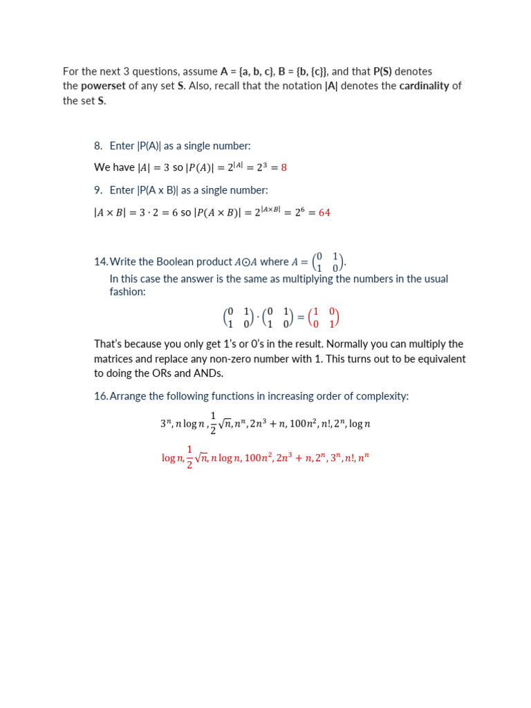 Test 1 Sample Answers | PDF
