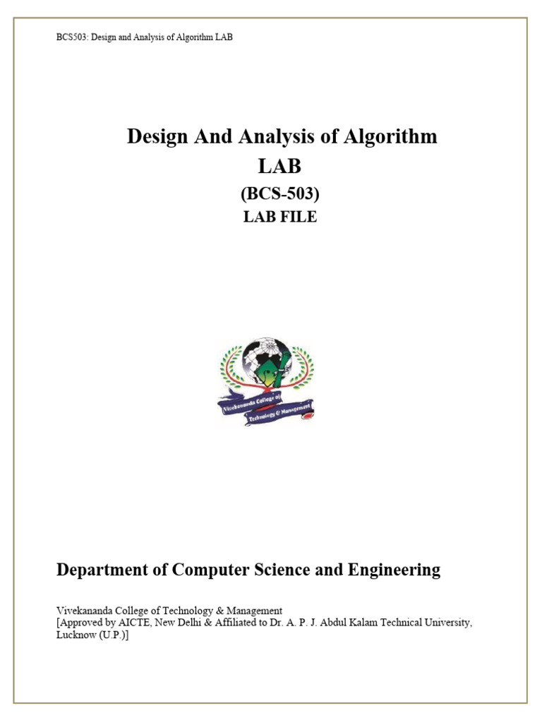 BCS503 Algorithm Lab Guide 2025-26 | PDF