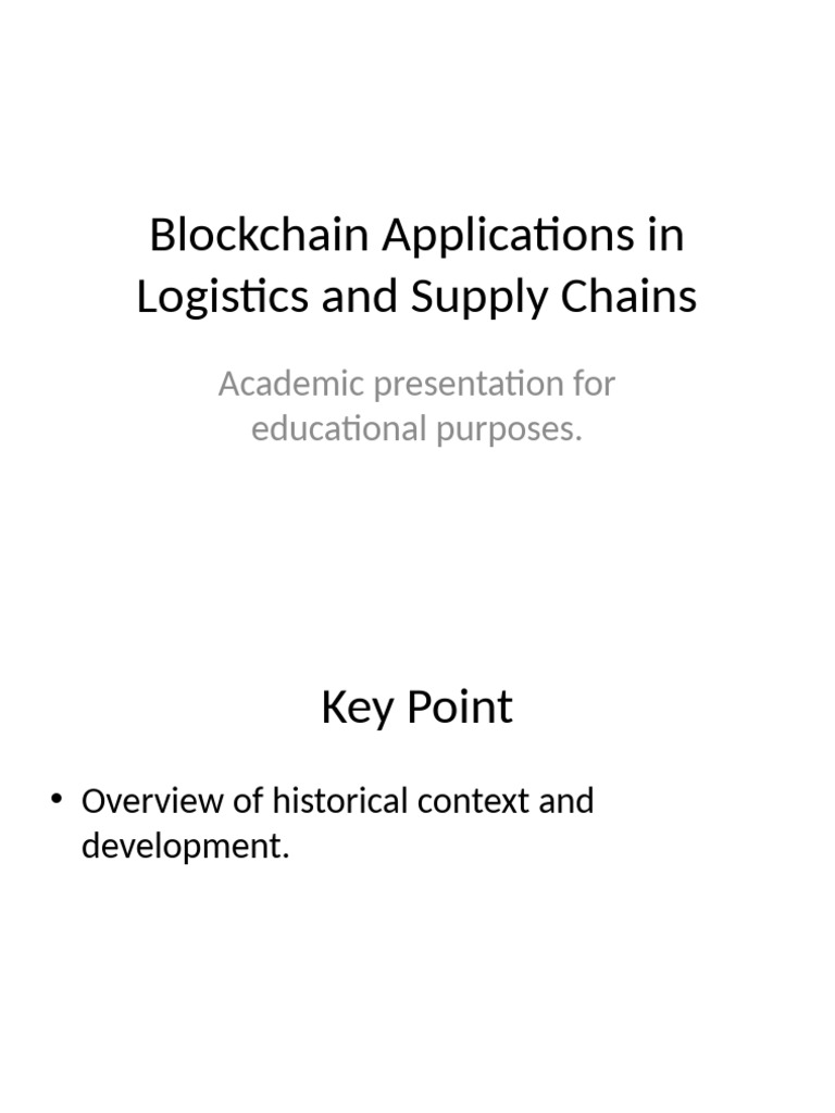 Blockchain in Logistics & Supply Chains | PDF