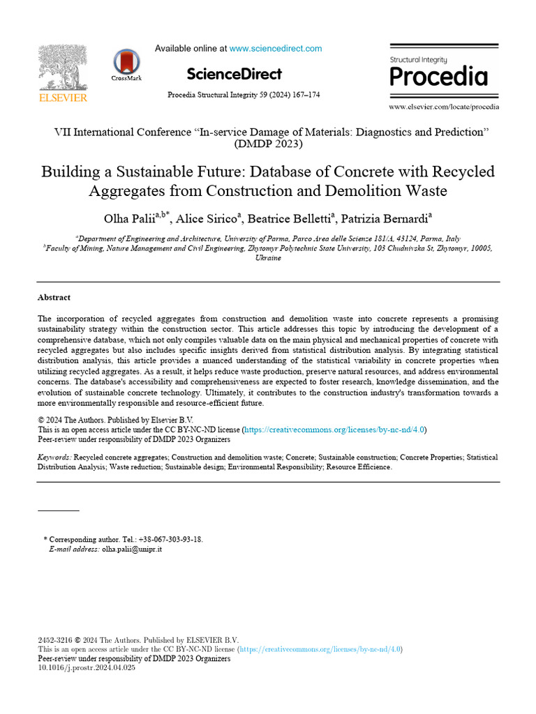 Building A Sustainable Future Database of Concrete With Recycled | PDF ...