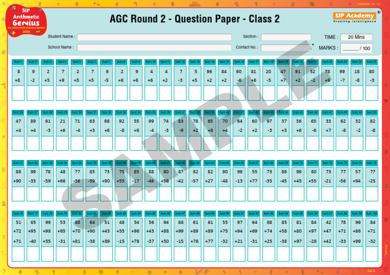 AGC Round 2 Class 2 Sample Paper | PDF