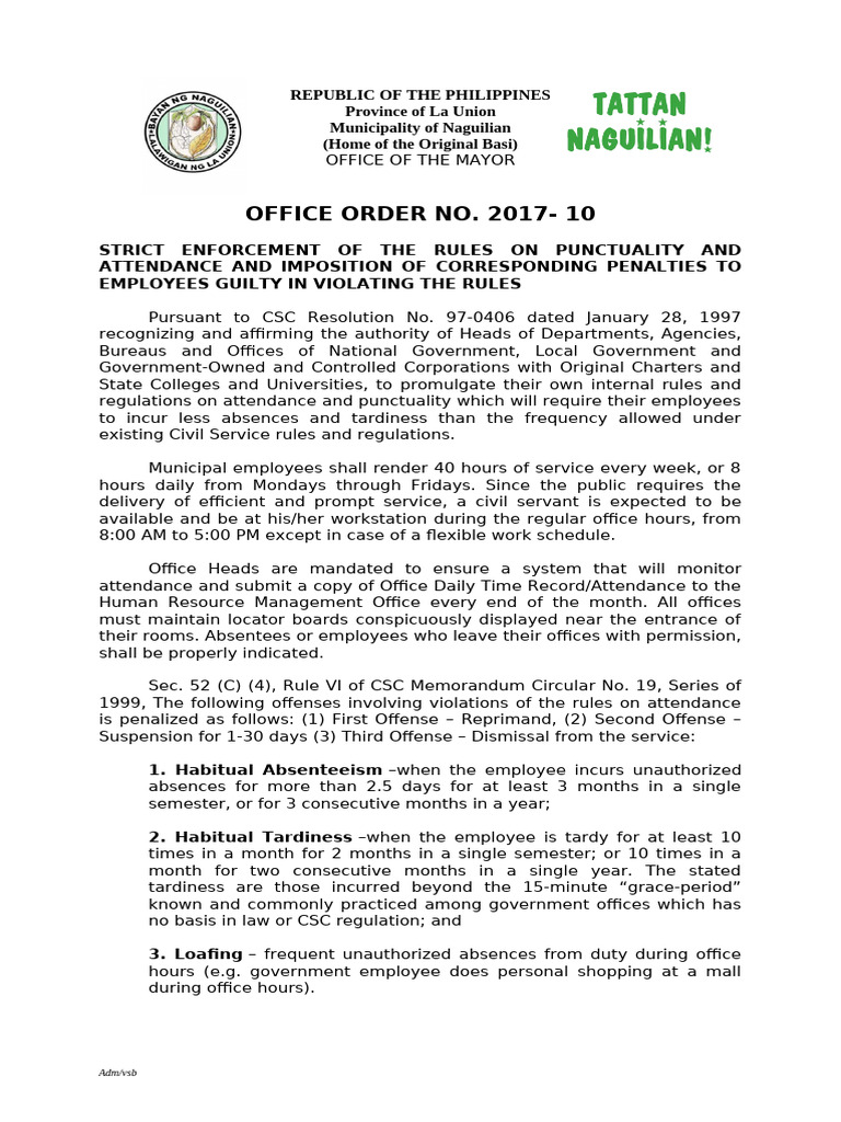 Naguilian Attendance Enforcement Order | PDF | Government | Justice
