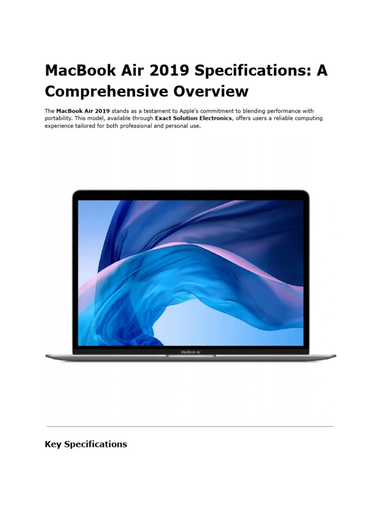 MacBook Air 2019 Specifications Overview | PDF | Computer Engineering ...