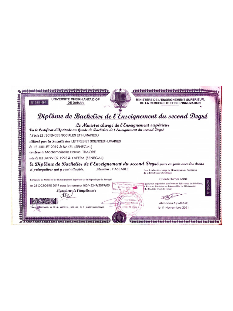 Diplôme de Baccalauréat | PDF