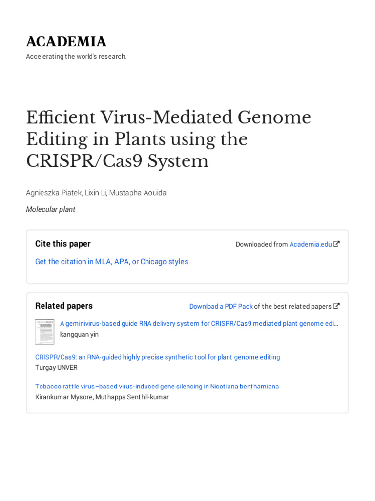 Efficient Virus Mediated Genome Editing 20160204 30232 1gizd9t With ...