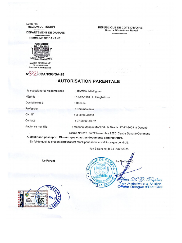 Autorisation Parentale | PDF