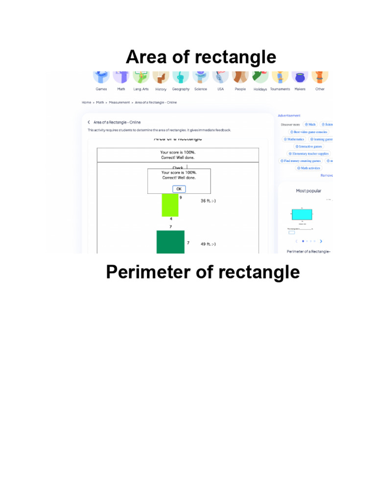 Area and Perimeter of Rectangles Explained | PDF